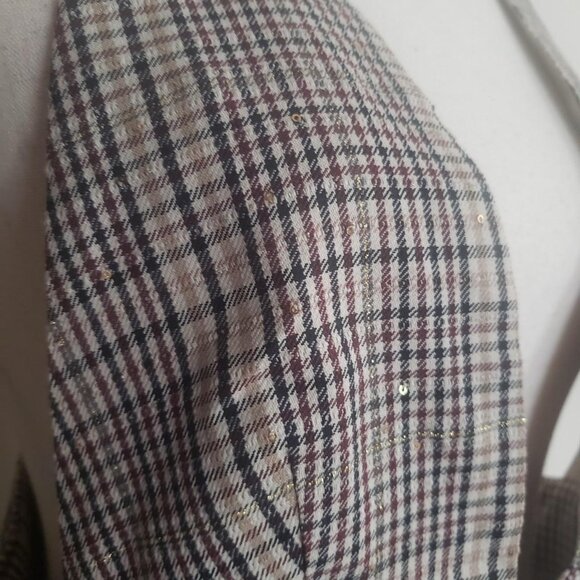 zara pinafore jumper dress / size small / gold detail on plaid - Picture 4 of 5